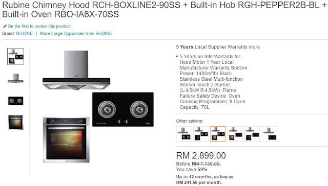 Rubine Chimney Hood with Built-in Hob and Built-in Oven