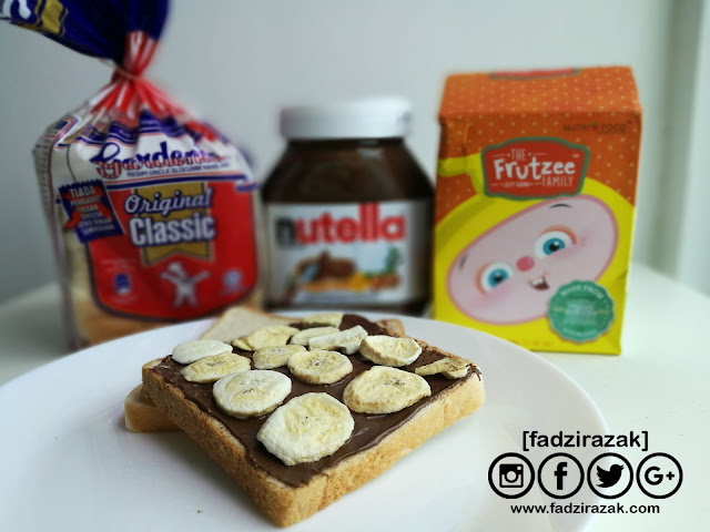 Resepi Snek Mudah Untuk kanak-kanak - Frutzee Banana Nutella Sandwich